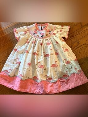 Lil Cactus Baby Girl Flamingo Dress Pink Cap Sleeve, size 6-12mos